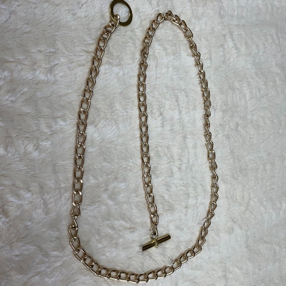 PRICE DROP - Gold link decorative belt with unique closure.
